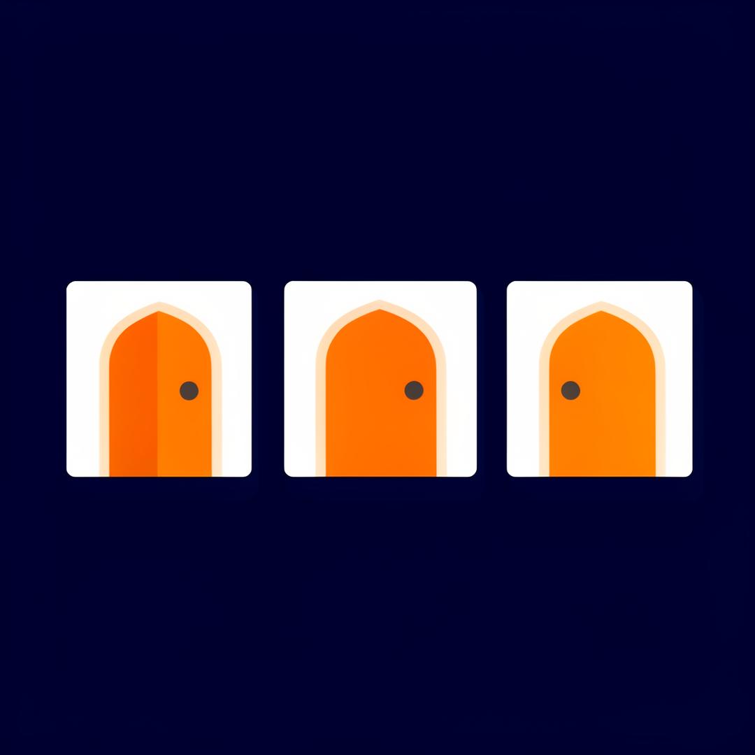 Illustration of three open doors, representing free access to the EduOS learning check.